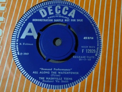 DEMO PROMO-THE NASHVILLE TEENS-ALL ALONG THE WATCHTOWER-DECCA SCARCE 69 RELEASE Foto 1 de 2