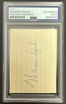 Warren Spahn Signed Auto Cut Milwaukee Braves PSA DNA 978 - Image 1 of 3