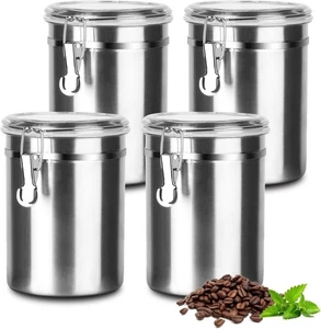 4 Pack 62OZ Stainless Steel Canister Set with Lids for Coffee Sugar Flour Tea - Picture 1 of 10