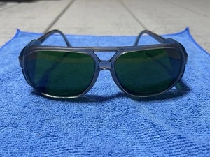 Vintage SAFETY GLASSES PROTECTIVE EYEWEAR Brown w/ Grey Lens - Picture 1 of 8