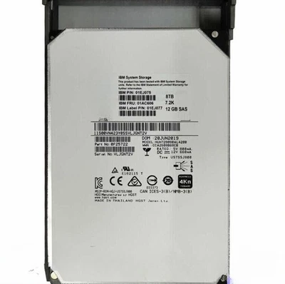 01AC606 01DE393 01EJ075 01EJ077 For IBM 8TB 7.2K 12Gb 3.5" V5000 HDD Hard Drive - Image 1 of 4