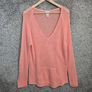 Chicos Sweater Womens 3 US XL Peach V Neck Open Knit V Neck Pullover Casual - Picture 1 of 7