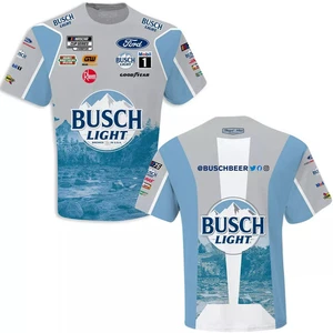 Medium Kevin Harvick 2023 Busch Light Sublimated Uniform Pit Crew Tee Nascar AOP - Picture 1 of 5