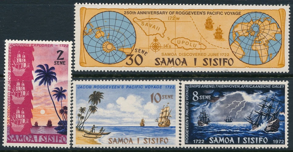 1972 SAMOA ROGGEVEEN AVISTAMENTO CONJUNTO DE 4 EM PERFEITO ESTADO, SEM MARCA DE CHARNEIRA - Imagem 1 de 1