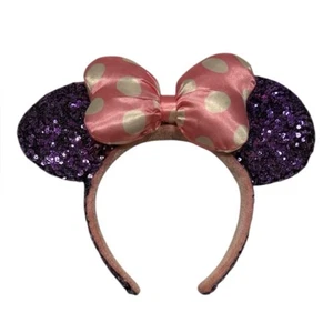 Disney Parks Minnie Ears Purple Sequin Headband Pink Polka Dot - Picture 1 of 2