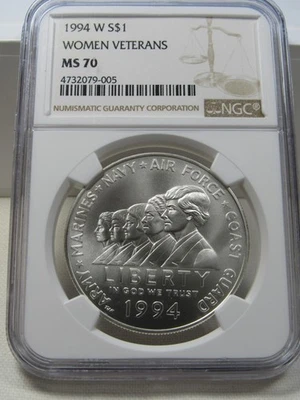 1994 W Women Veterans commemorative dollar coin NGC MS 70 - Image 1 of 4