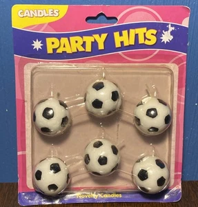 VINTAGE Soccer Balls Candle Set - Birthday Cake Toppers - 6 Pack 90s NOS - Picture 1 of 9