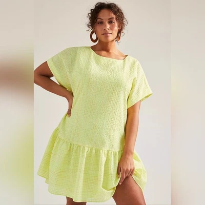 Mini Vestido Corey Lynn Calter Mariah Texturizado Cintura Caída Amarillo Brillante Foto 1 de 4