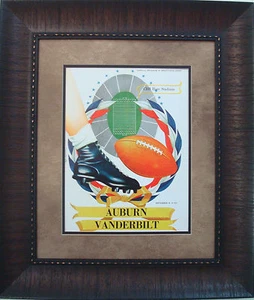 VINTAGE AUBURN TIGERS COLLEGE FOOTBALL PROGRAM FRAMED "AUBURN VS VANDERBILT" - Picture 1 of 4