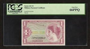 Series 641 $1 Military Payment Certificate - PCGS 66 PPQ - Picture 1 of 2