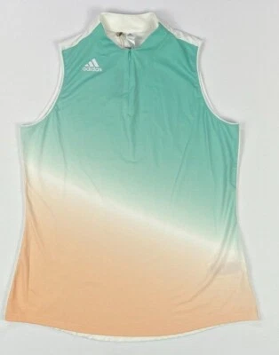 Women's Adidas Aeroready Primegreen UPF 50 Pindot Mesh Sleeveless Polo Shirt - Image 1 of 3