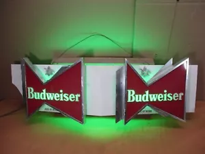 Letrero de barra colgante iluminado doble arco cerveza Budweiser vintage 32" c. años 60 -RARO- - Imagen 1 de 15