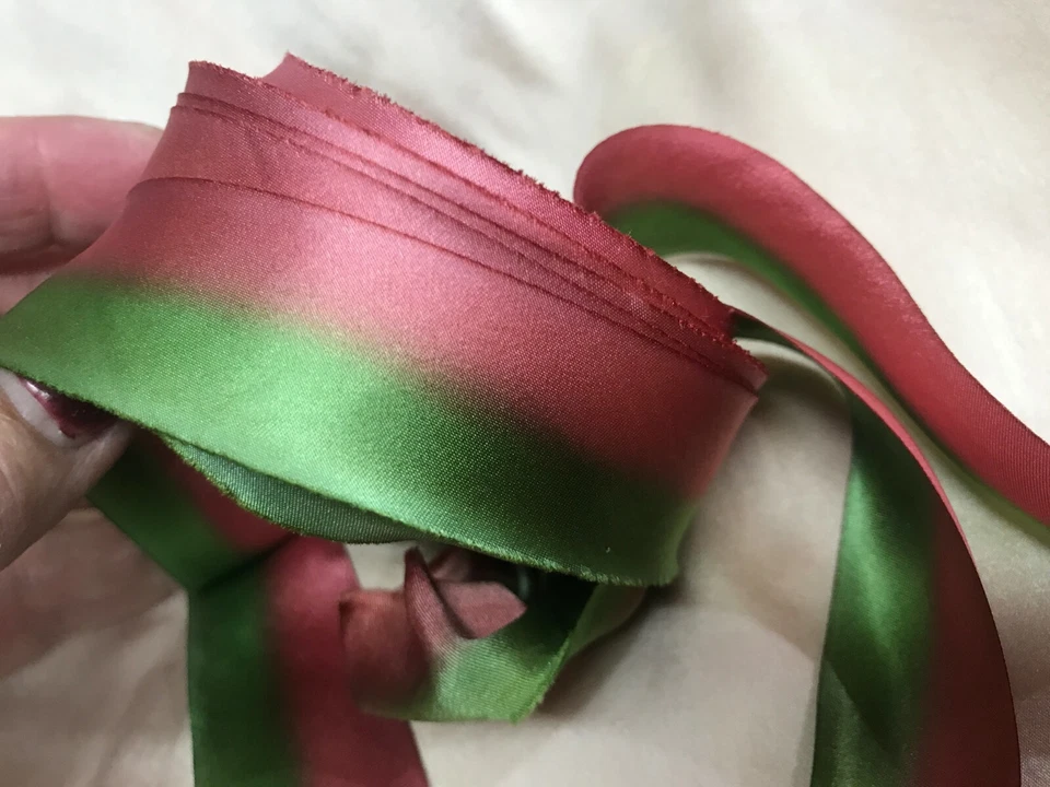 Cinta de seda 1" en sesgo teñida a mano 1yd hecha en USA Foto 1 de 1
