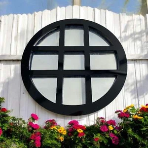 Round Crosses Framed Garden Mirror - Picture 1 of 8