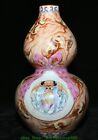 9.8'' Qianlong Marked Famille Rose Porcelain Gilt Old Man Bat Gourd Bottle Vase