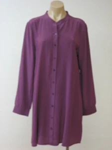 EILEEN FISHER Silk Crepe De Chine POMGR Mandarin Collar Tunic XSmall XS NWT $218 - Picture 1 of 1