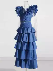 Mujeres Cuello en V Top Cintura Alta Falda Conjuntos Longitud Media Mujer Primavera - Imagen 1 de 15