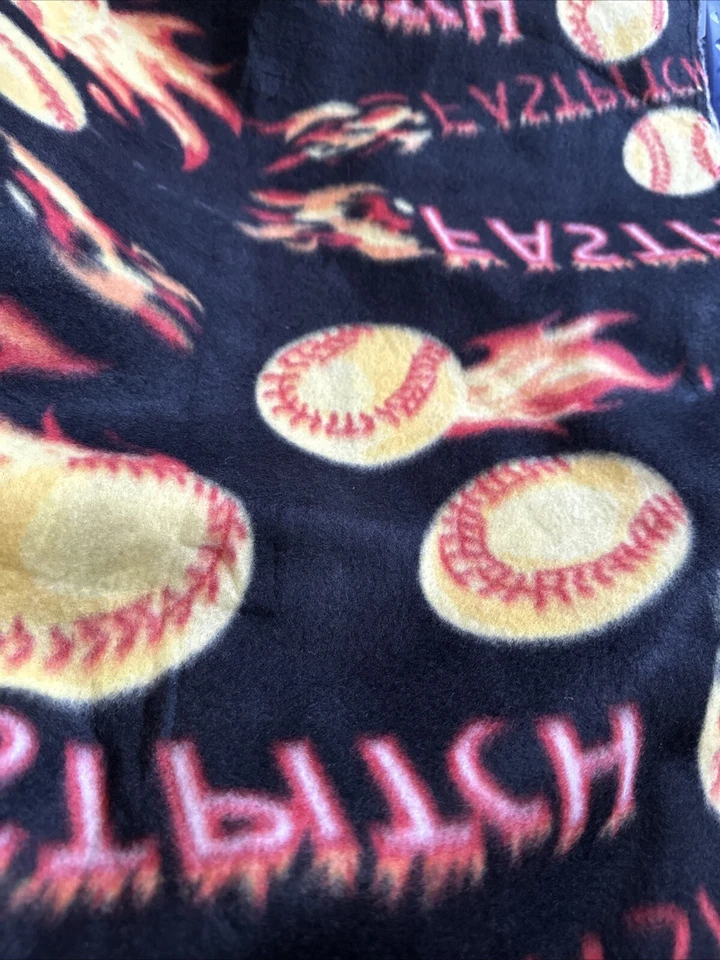 Baseball softball "fastpitch" fleece fabric 64”x36” Scrap Piece - Image 1 of 3