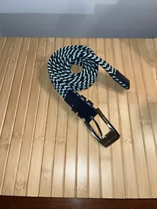 Under Armour Blue Braided/Leather 1 1/4” Wide Approximately 46” Belt - Picture 1 of 4
