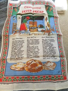 Nelson Irish Linen Tea Towel ~Traditional Irish Bread Recipe~ 20" X 31" ~Vintage - Picture 1 of 1