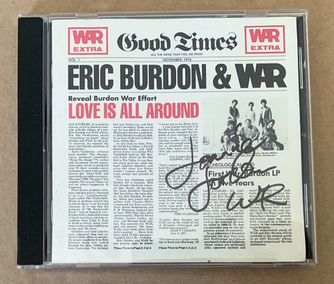 ERIC BURDON & WAR HAND SIGNED CD Love Is All Around SIGNED BY LONNIE JORDAN Cover
