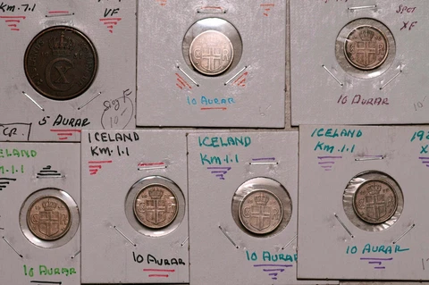ICELAND LOT OF 7 (SEVEN) COINS 5-10 AURAR 1931 1936 1939 Cover