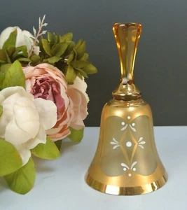 Vintage Bohemian Amber and Gold with White Handpainted Enamel Bell - Picture 1 of 5