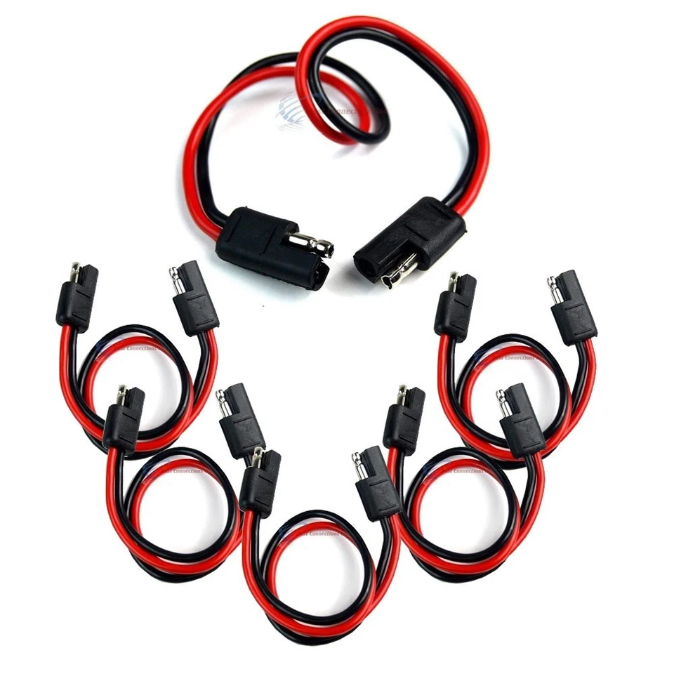 20 Pieces 12" Quick Disconnect 14 Gauge 2 Pin Polarized Molded Power Connectors - Image 1 of 3