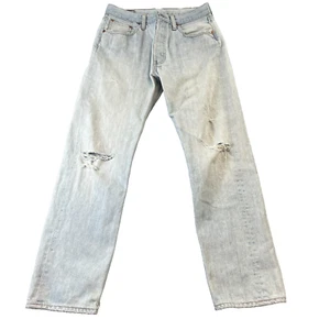 Vintage Levi's 501 Jeans 31 32 * Distressed 90s Stonewash Red Tab Button Cotton - Picture 1 of 12