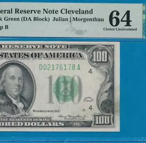 $100.1934 DGS CLEVELAND DISTRICT GREEN SEAL FRN PMG CHOICE NEW 64 - Picture 1 of 3