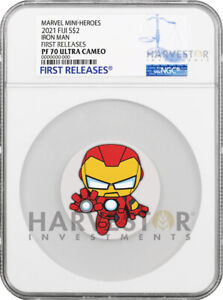 2021 MARVEL MINI-HERO - IRON MAN - SILVER COIN - NGC PF70 FIRST RELEASES