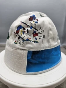 Vintage Kids Bucket Hat with Blue visor Monkey Dog Pig Bug Hat NOS - Picture 1 of 8