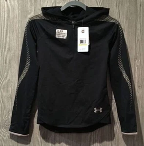 UNDER ARMOUR Black UA ColdGear Reflective Popover L/S Hoodie NEW Youth Girls M - Picture 1 of 5