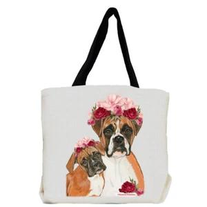 Boxer Dog with Flowers Tote Bag - Picture 1 of 1