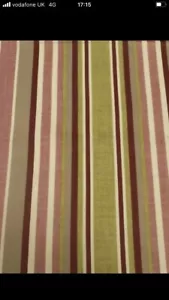 2.7 metres of PINK GREEN & BEIGE Striped Fabric Sateen Cotton, Slight Sheen. - Picture 1 of 1