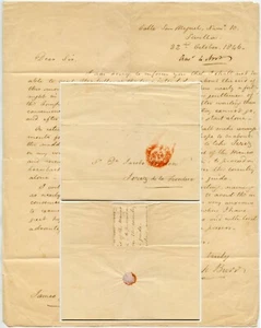 CARTA ESPAÑOLA INGLESA 1846 FRED.BURR SEVILLE a JACOB GORDÓN JEREZ de la FRONTERA - Imagen 1 de 4