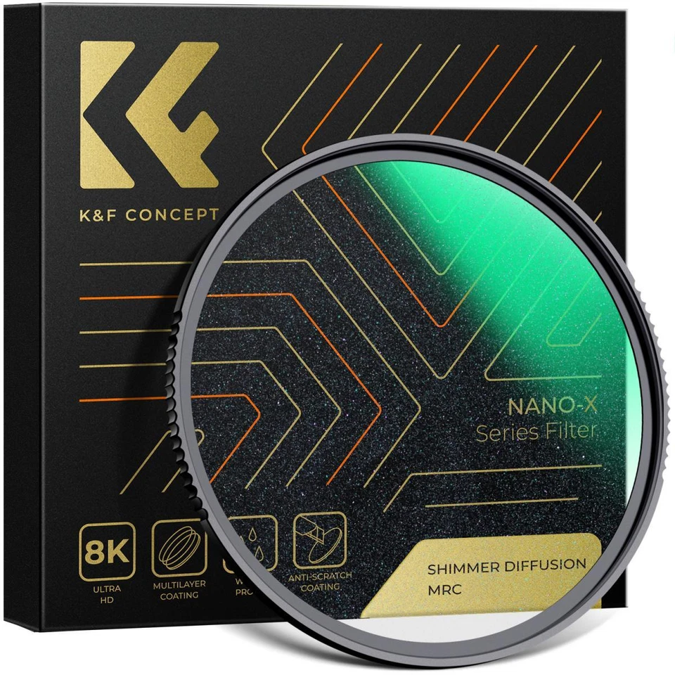 K&F Concept Lens Filter Shimmer Diffusion 1/1 49mm 67mm 82mm NANO X Waterproof - Image 1 of 4