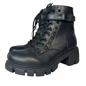 GBG Los Angeles Women's Aiken Studded Lug Sole Combat Bootie Boots Spikes Sz6.5 - Picture 1 of 5
