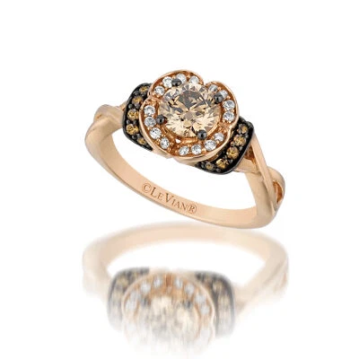 Anillo LeVian Oro Rosa 14K Chocolate Diamante 0.98 cts Talla 7 Foto 1 de 4