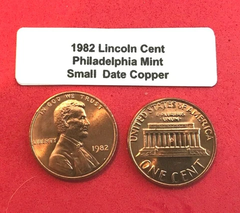 1982 P LINCOLN CENT  - SMALL DATE COPPER-  HAND PICKED GEM RED UNCIRCULATED Cover