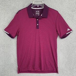 Mens Adidas Climachill Medium Purple Pink Short Sleeve Polo Golf Shirt Striped