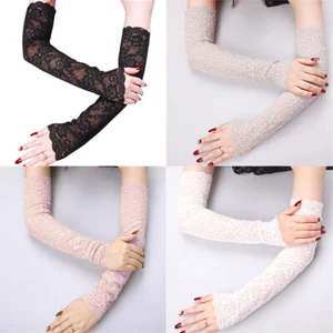 Sunscreen Gloves Long Lace Arm Sleeve Sunscreen Fingerless Gloves Sexy Gloves - Picture 1 of 19
