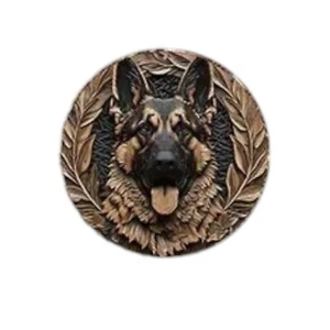 German Shepherd Dog 3D Circular Plaque Aluminum Wall Table Decor In & Outdoor #4 - Picture 1 of 11