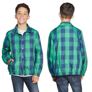 Cat & Jack Youth Rain & Wind Resistant Plaid Jacket, Size XL (16) Blue & Green - Picture 1 of 11