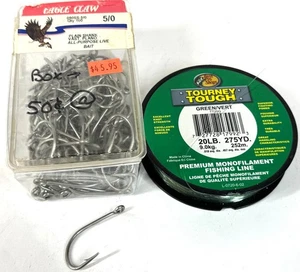 Eagle Claw 090SS 5/0 #5/0 95 Count Stainless Steel Hooks w/ Tourney Tough Line - Picture 1 of 9