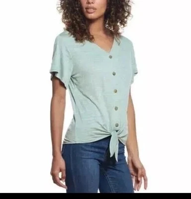 Blusa verde vintage resistente a la intemperie de manga corta con botones. Talla XXL. Foto 1 de 4