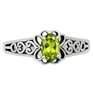 Natural Peridot 925 Sterling Silver Ring s.8 Jewelry R-1172 - Picture 1 of 5