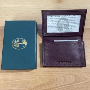 Portafoglio Levenger pelle bifold bordeaux trasparente ID tasca piccolo con scatola nuovo vintage - Foto 1 di 9