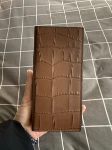 New Coach Men’s Breast Pocket Crocodile Embossed Leather Long Wallet, F73134 - Picture 1 of 14