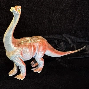 Vtg 1998 Brachiosaurus Dinosaur Toy Red Blue Decor Figure Jurassic Display Retro - Picture 1 of 15